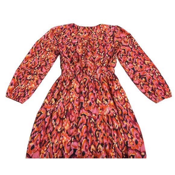 Pinch Dress Womens Extra Small Colorful Abstract Wrap Midi Long Tiered Sleeve - Picture 12 of 16